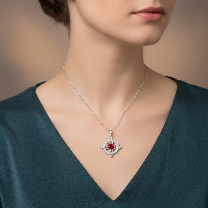 「Witch's Knot」Birthstone Double Protection Necklace