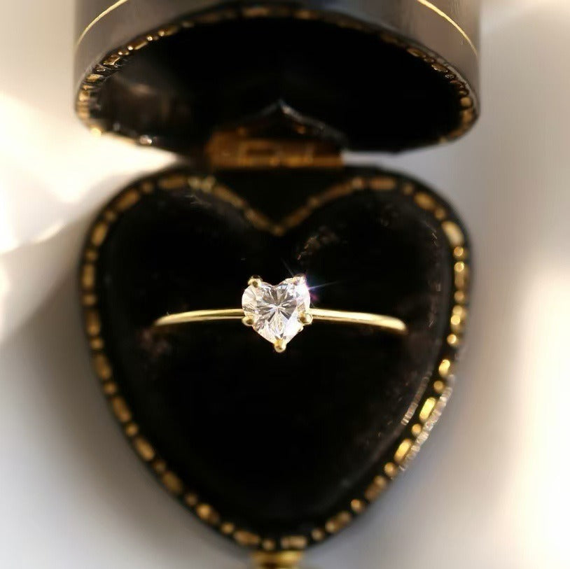 First Heart 14K Gold Minimalist Heart Solitaire Ring