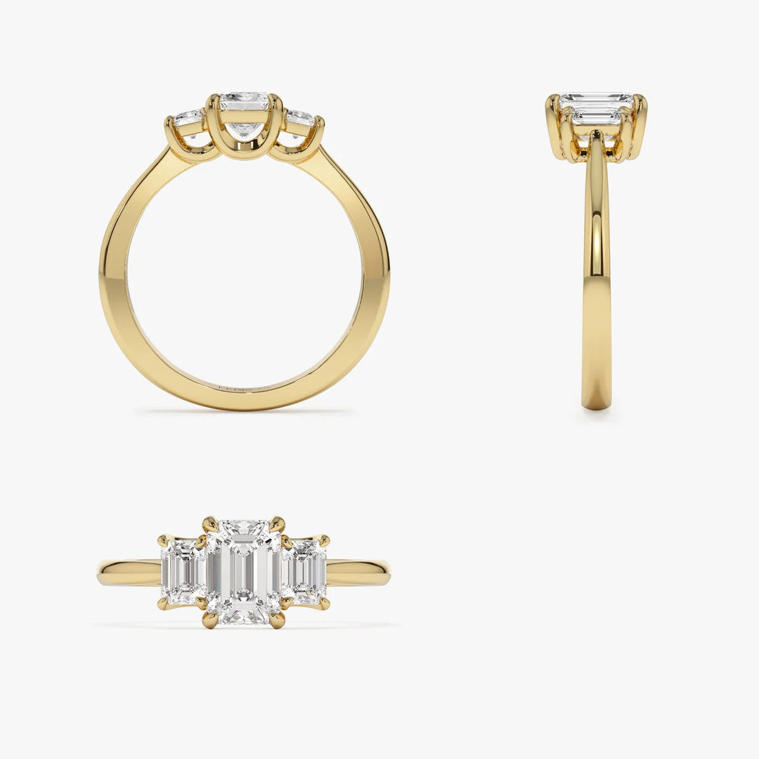 Timeless Three-Stone Emerald Cut Ring