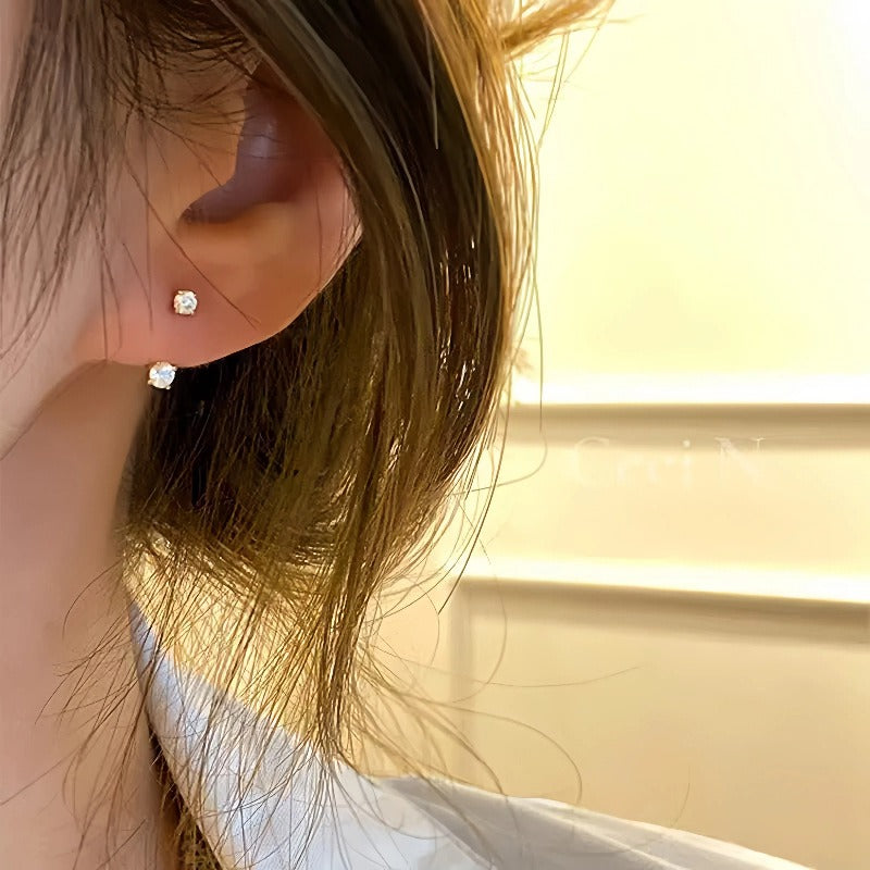 14K Gold 2-in-1 Detachable Front-Back Stud Earrings