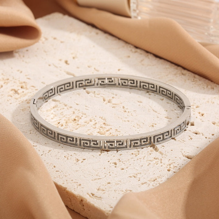 Timeless Greek Key Meander Bangle