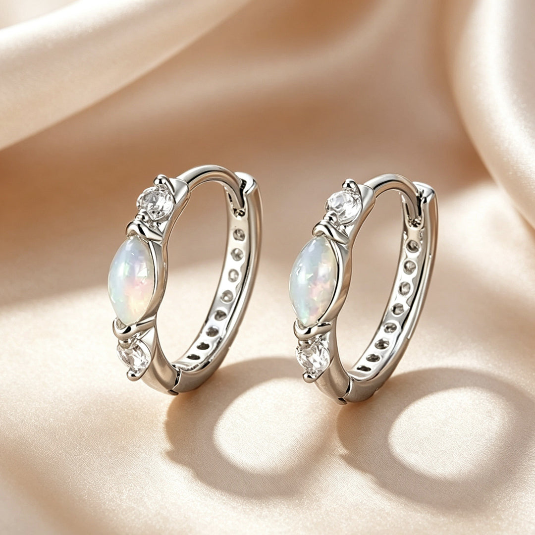 Aurora Marquise Opal Hoop Earrings