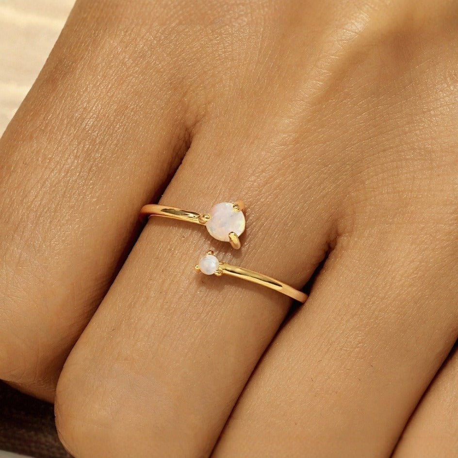 Dual Aurora Opal Open Ring
