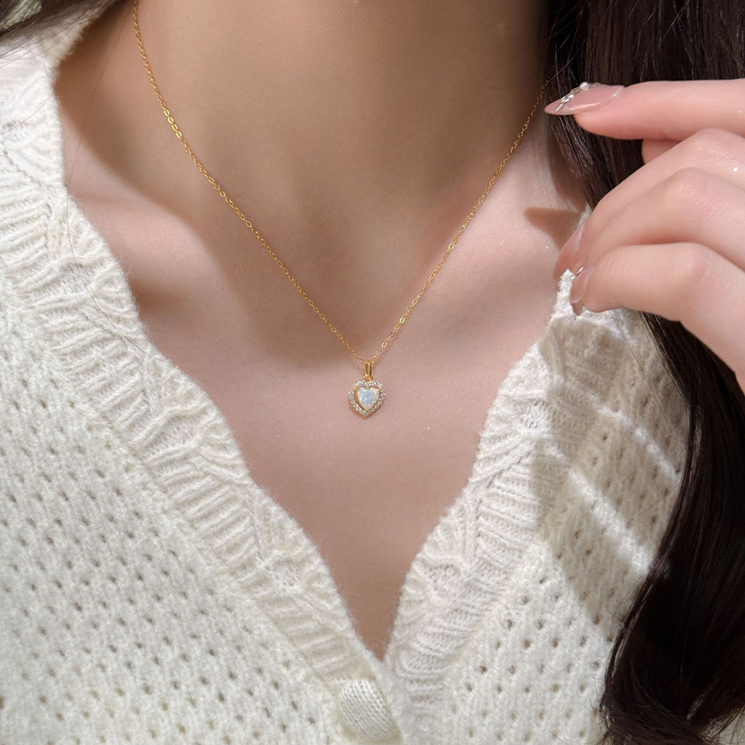 Aurora Heart Opal Pendant Necklace