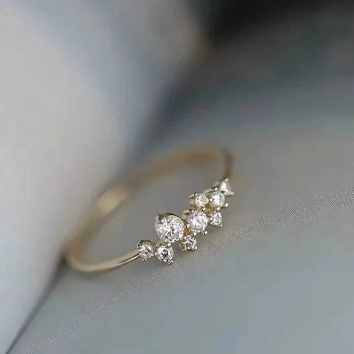 18K Gold Plated Dainty Star Cluster CZ Ring