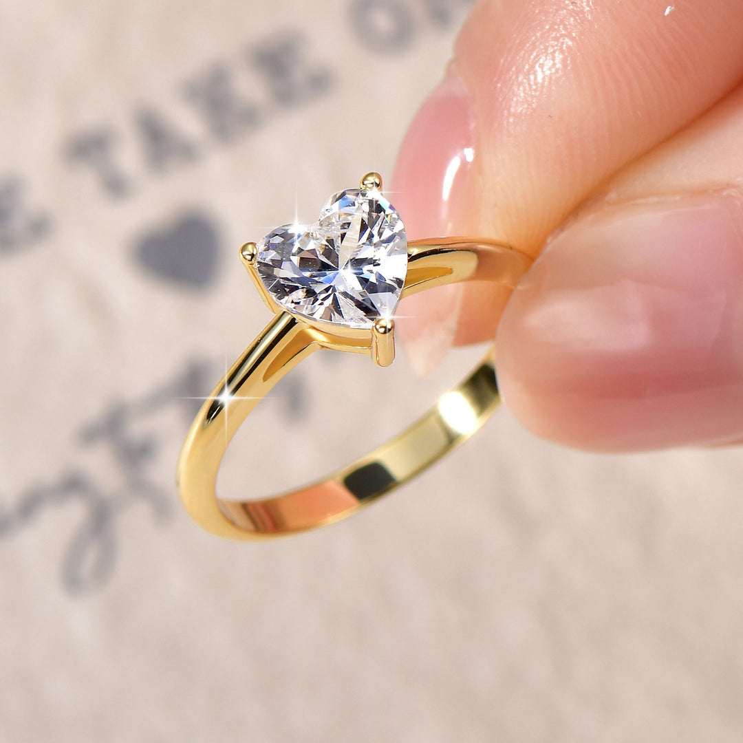 Dainty Heart CZ Solitaire Ring