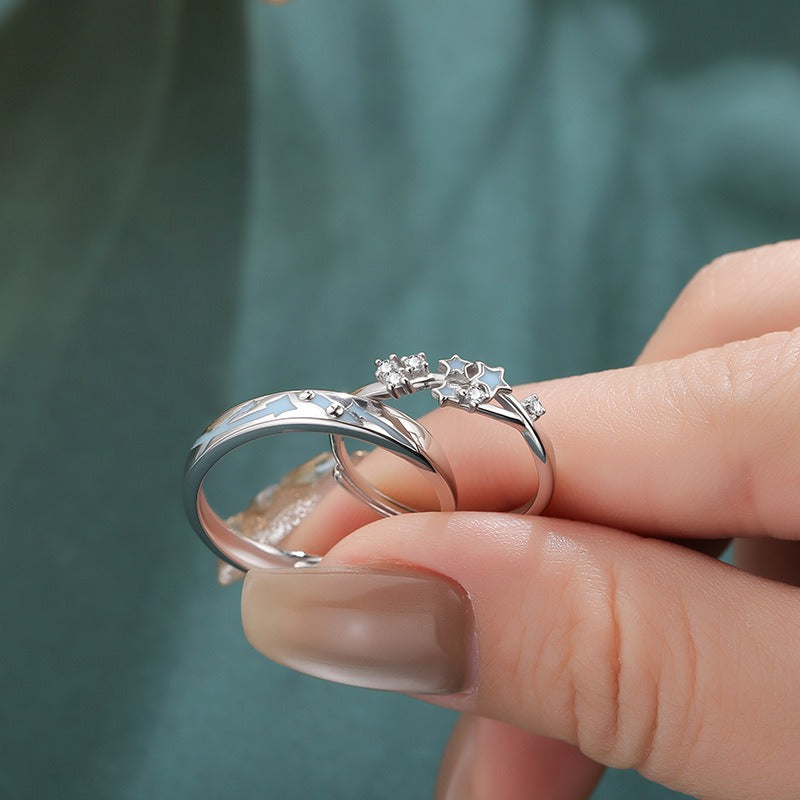 Starry Night Shooting Star Glow-in-the-Dark Couple Rings