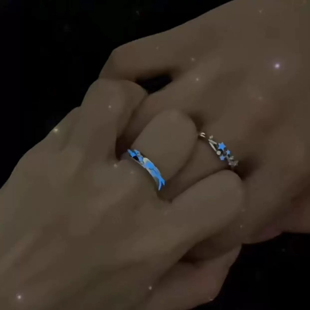 Starry Night Shooting Star Glow-in-the-Dark Couple Rings