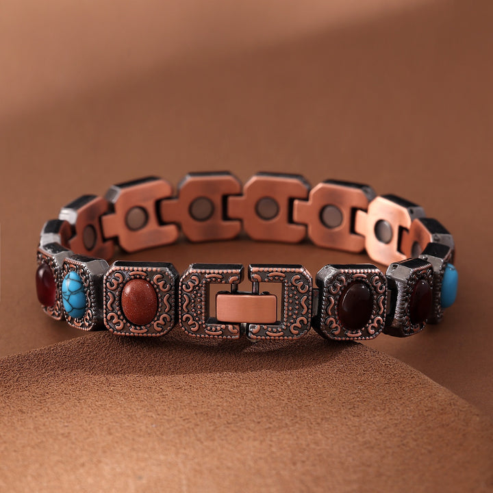 Vintage Copper Natural Stone Magnetic Therapy Bracelet
