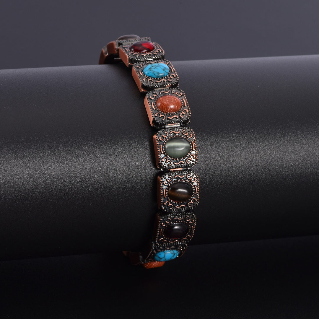 Vintage Copper Natural Stone Magnetic Therapy Bracelet