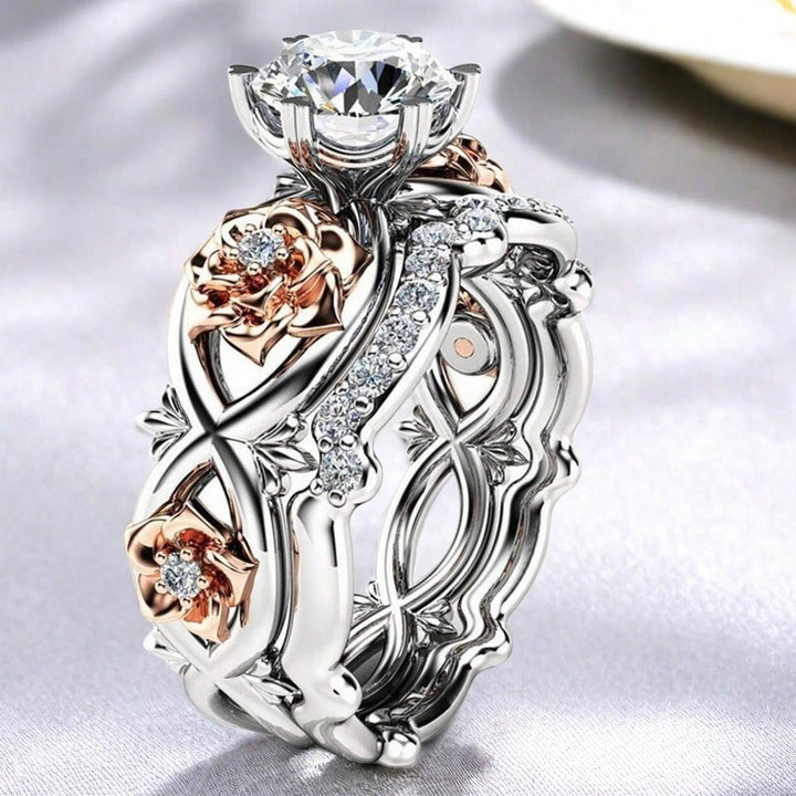 Rose Vow Two-Tone Rose 2-in-1 Detachable Engagement Ring Set