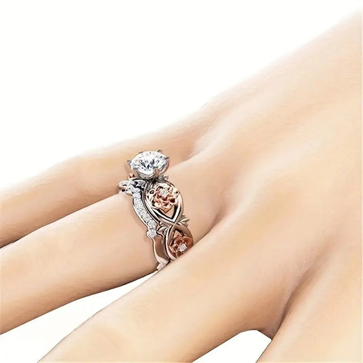 Rose Vow Two-Tone Rose 2-in-1 Detachable Engagement Ring Set