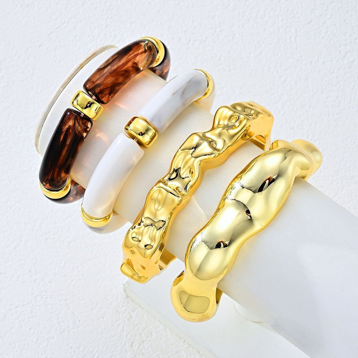 4-Piece Luxury Textured Bangle Bracelet Set