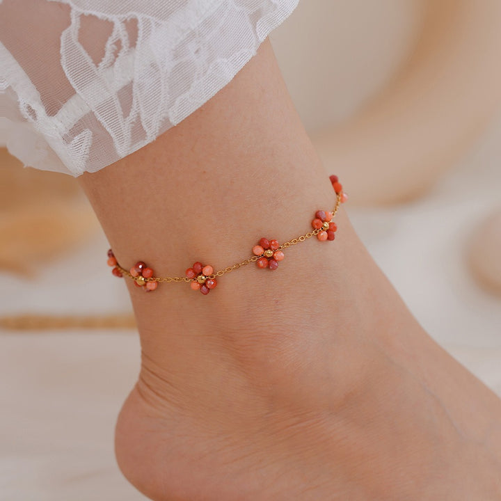 18K Gold Plated Handmade Flower Anklet