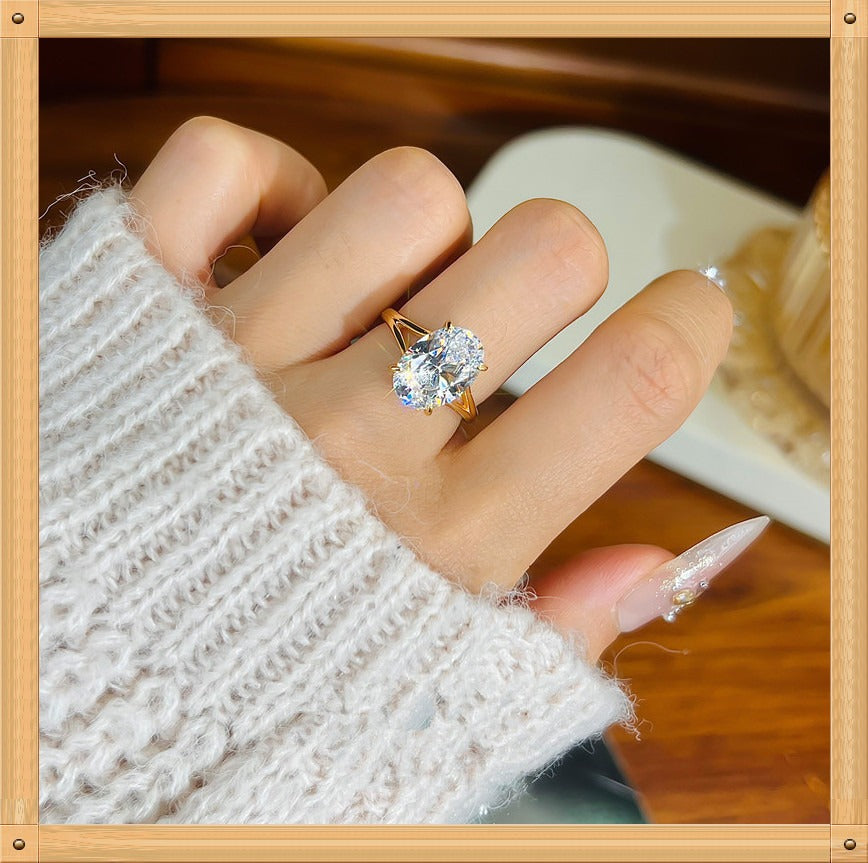 Oval Cut Moissanite Solitaire Ring