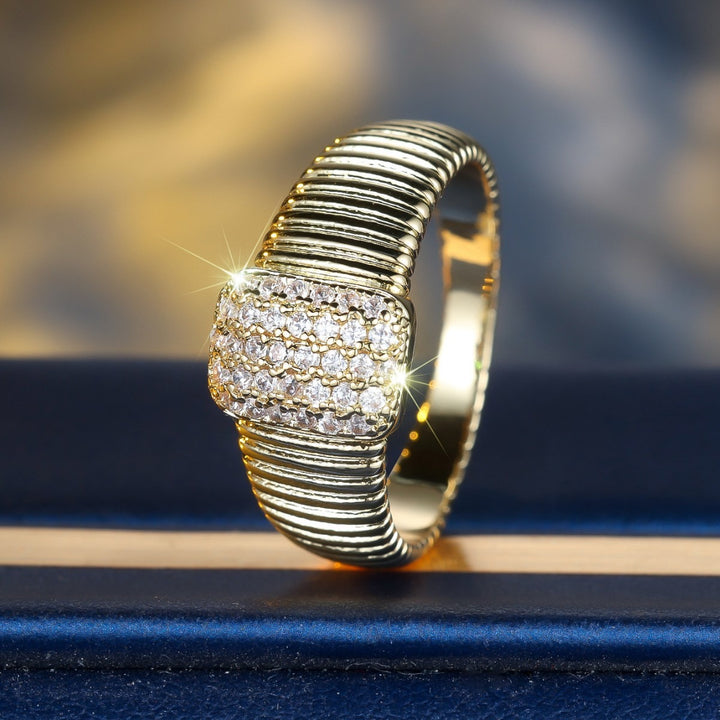 Vintage Fluted Pavé Square Signet Ring