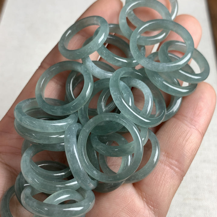 Natural Icy Blue Water Jade Plain Band Ring