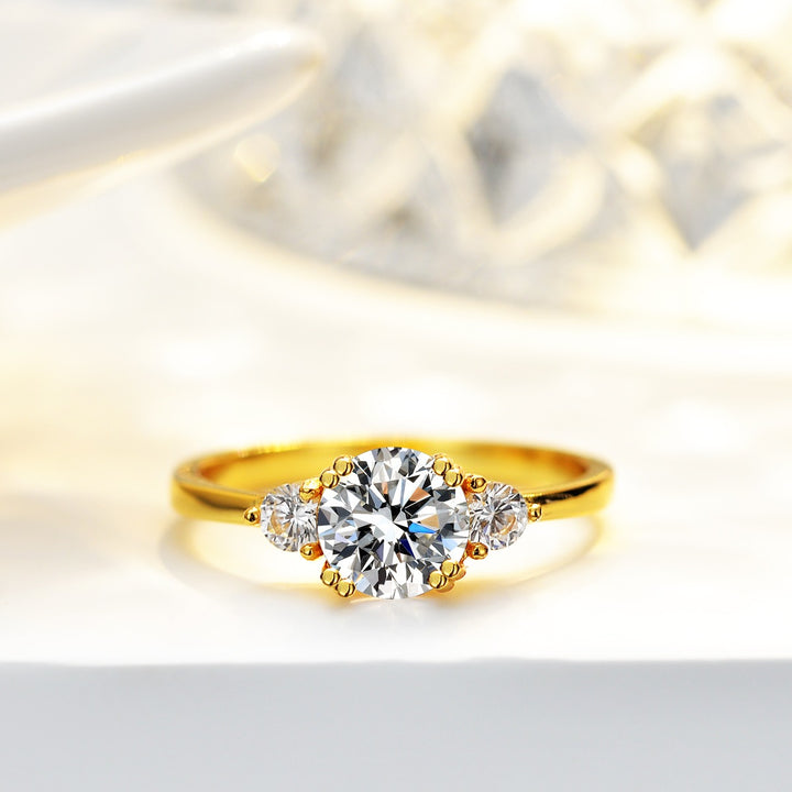 Classic Trilogy Three Stone Round Cut Ring