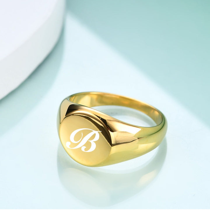 Personalized Script Initial Signet Ring