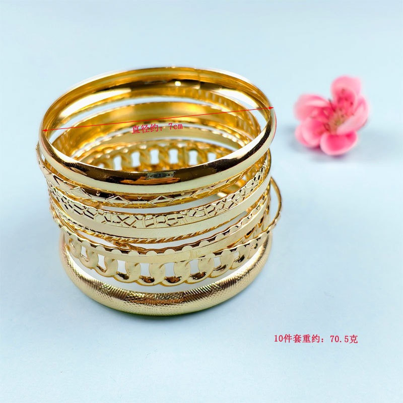 10 Pcs Vintage Textured Stackable Bangle Set