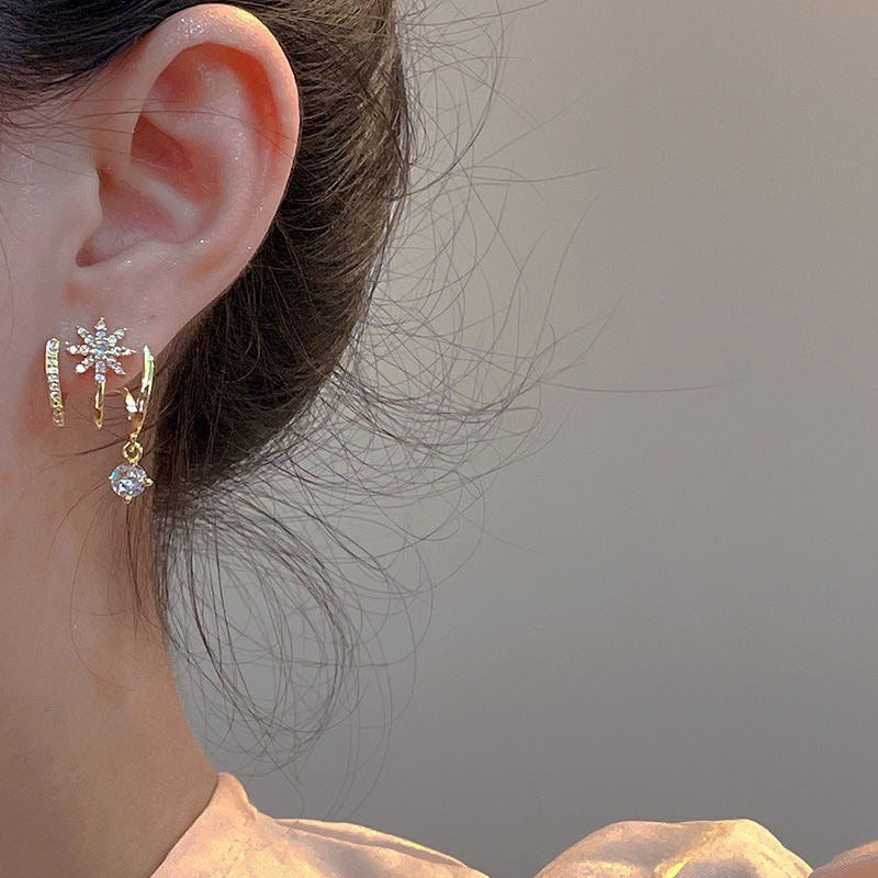 18K Gold Plated Starburst Moissanite Ear Climber Earrings