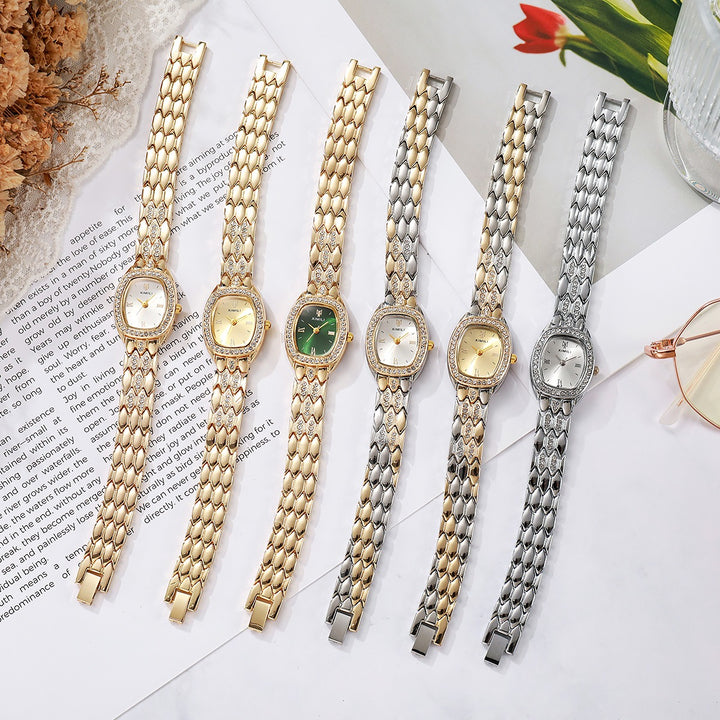 18K Gold Vintage Crystal Oval Women's Quartz Watch
