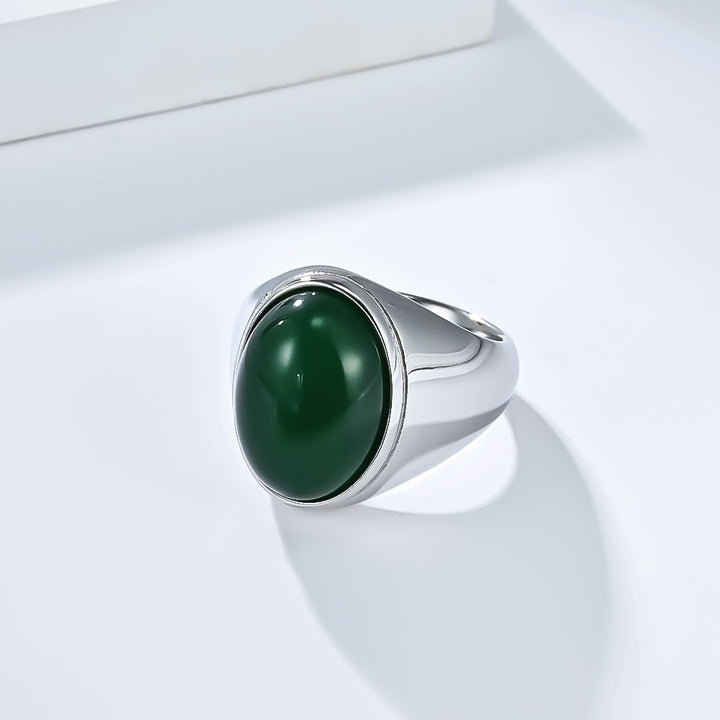 Vintage Oval Cabochon Natural Stone Signet Ring