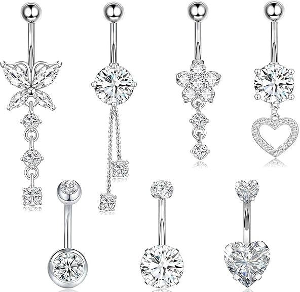 Sterling Silver Non-Piercing Belly Button Ring Set