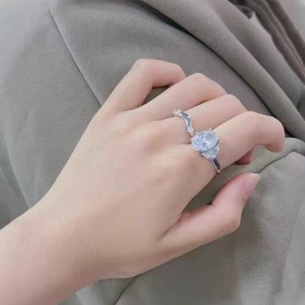 Classic Three-Stone S925 Sterling Silver Adjustable Ring