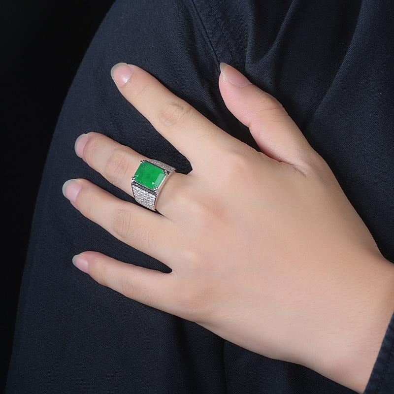 Emerald Radiance Wide-Band Statement Ring