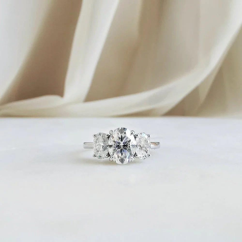 Timeless Trio S925 Sterling Silver & 18K Gold Plated Three-Stone Ring
