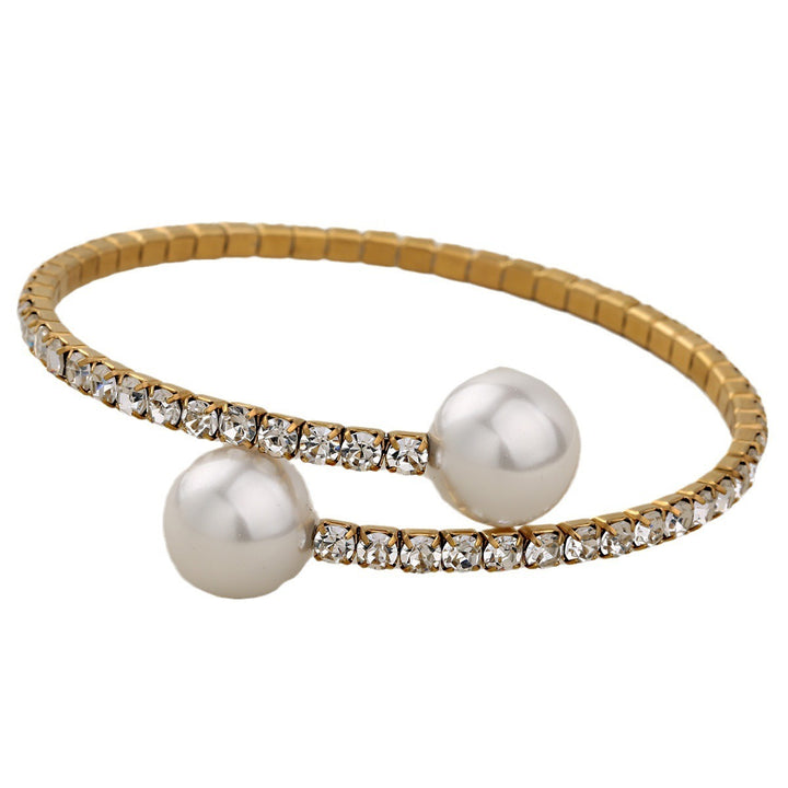 Starlight Pearl Micro-Pavé Crystal Open Cuff Bangle