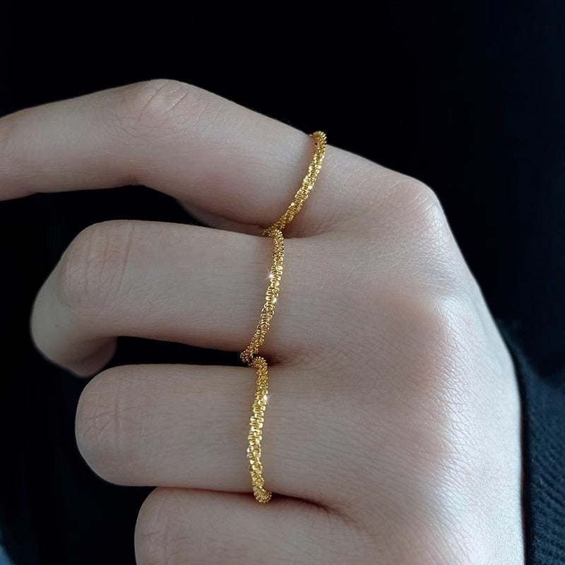 14K Gold S925 Silver Textured Soft Ring