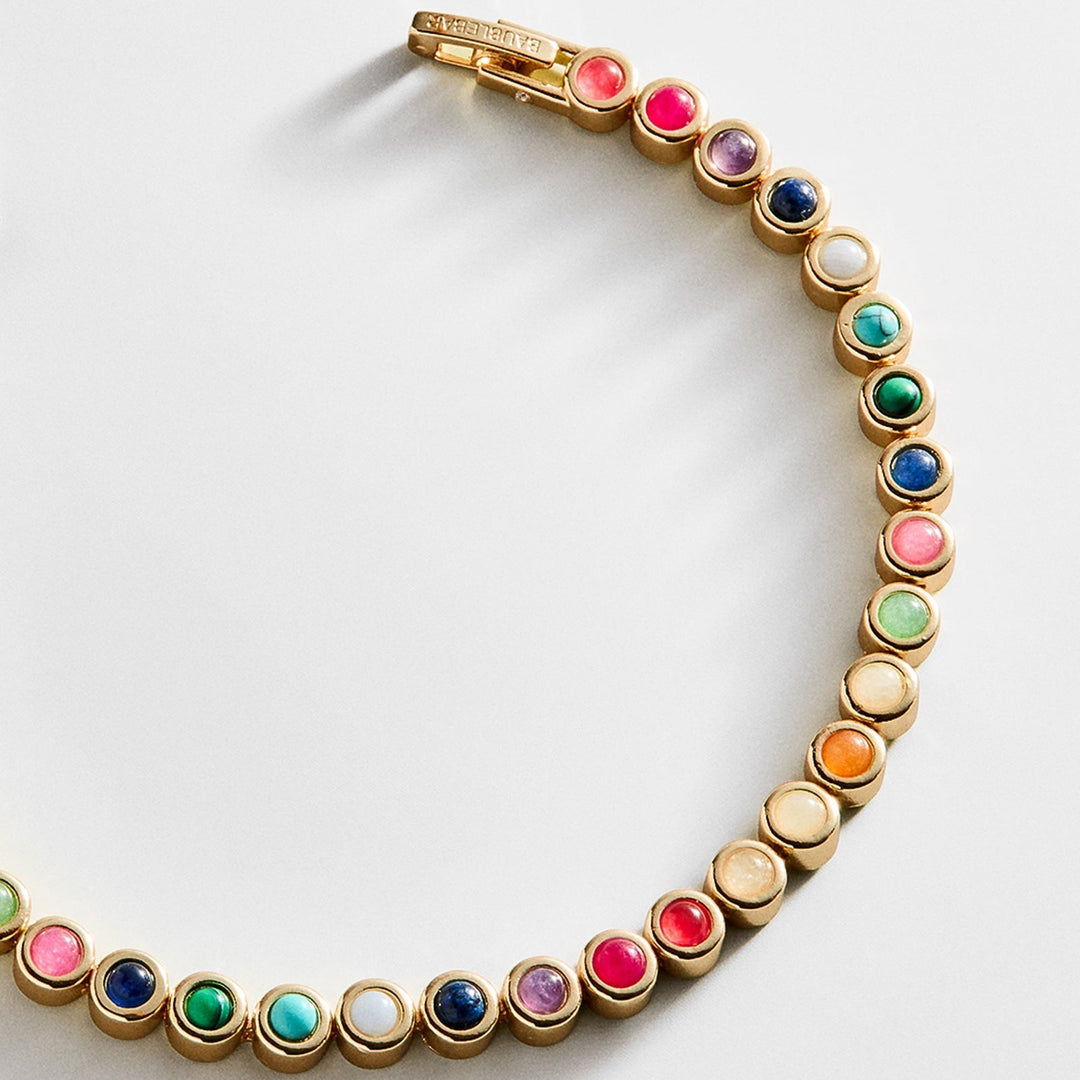 Eternal Radiance 14K Gold Plated Bezel-Set Gemstone Bracelet