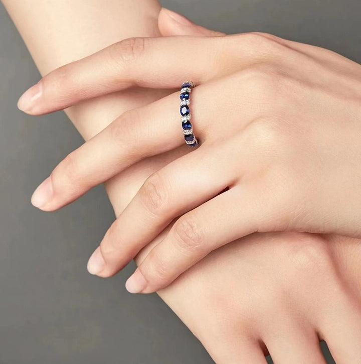 Intertwined Elegance S925 Silver Handcrafted Gemstone Pavé Band Ring