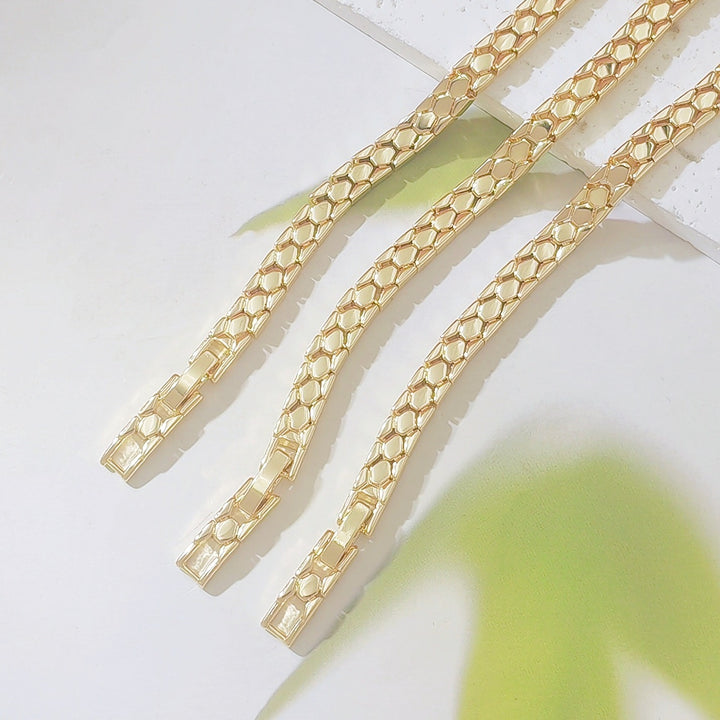 Honeycomb Rhythm 14K Gold Plated Geometric Hexagon Insert Clasp Bracelet