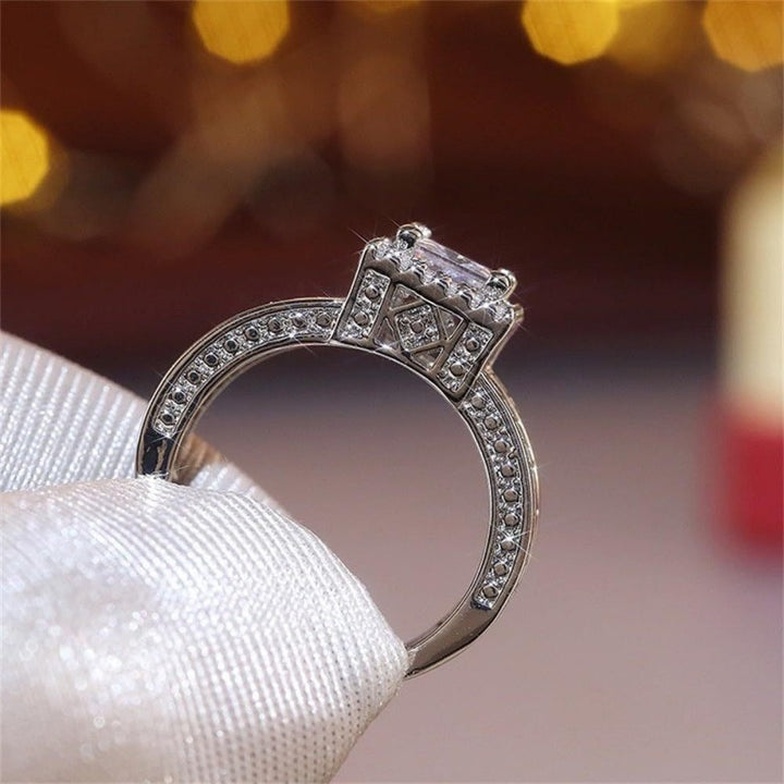 S925 Silver Split-Shank Pavé Square Ring