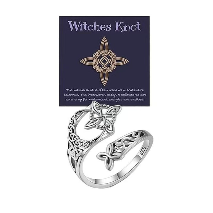 Eternal Knot S925 Sterling Silver Vintage Celtic Witch's Knot Open Ring