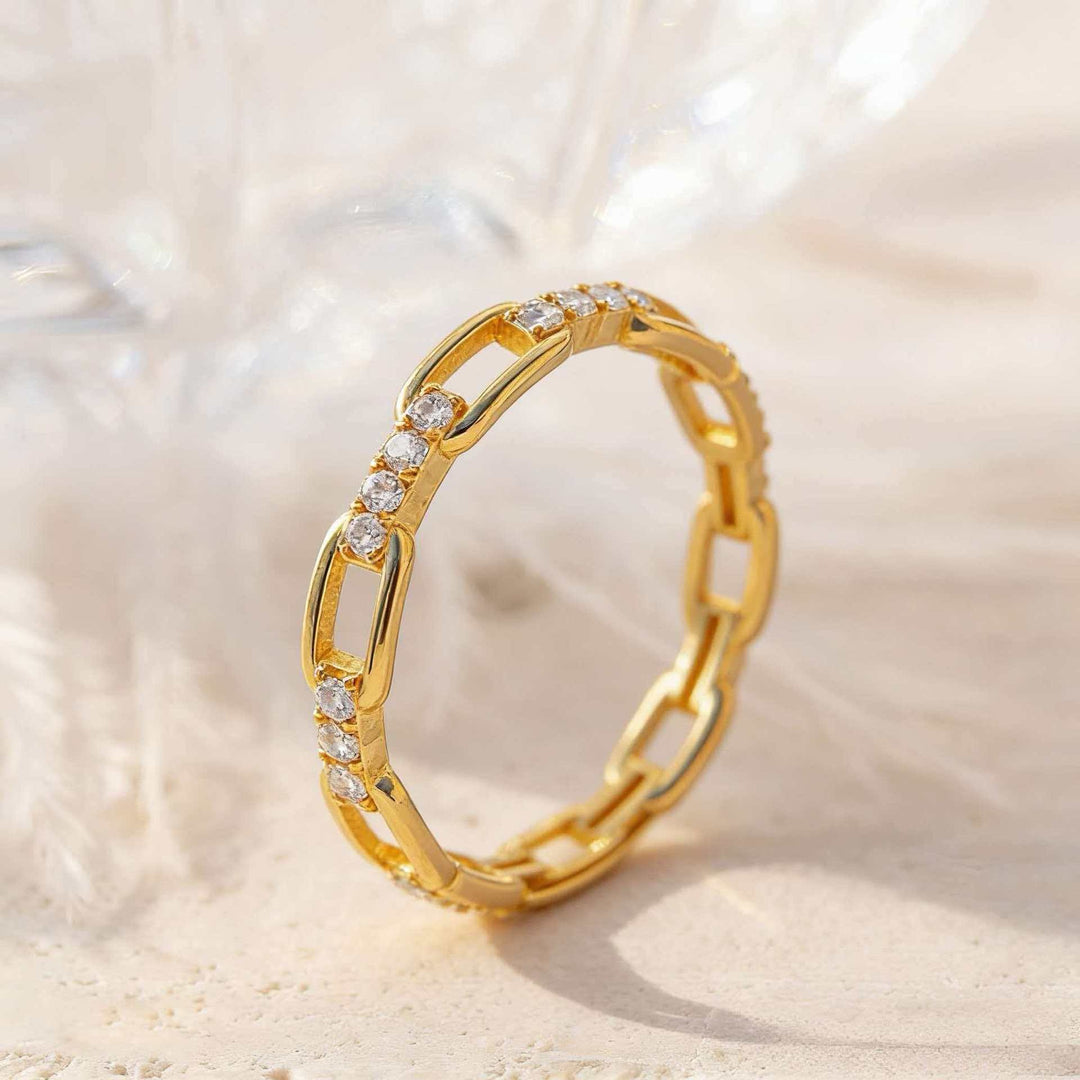 S925 Silver Moissanite Paperclip Link Ring