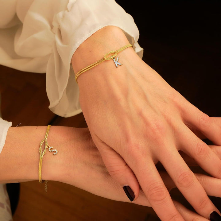 Knot of Identity 26-Letter Custom Micro-Pavé Initial Knot Bracelet