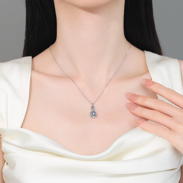 Luminous Teardrop S925 Sterling Silver Two-Stone Pendant Necklace