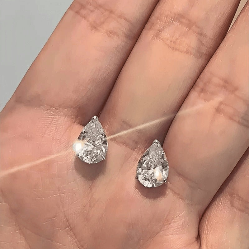 Pure Teardrop S925 Silver Moissanite Teardrop Stud Earrings