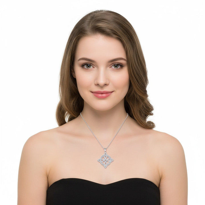 S925 Silver Micro-Pavé Witches Knot Protection Amulet Necklace