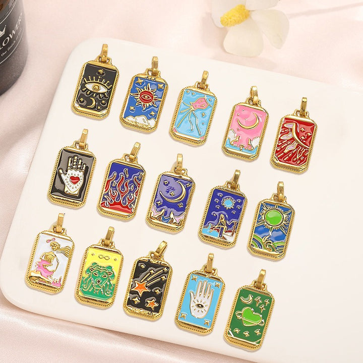 Tarot Promise 14K Gold Plated Micro-Pavé Enamel Tarot Card Necklace