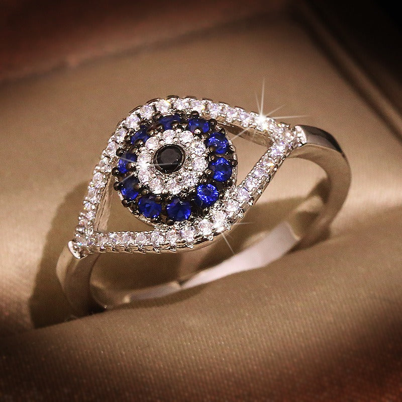 Guardian Gaze Micro-Pavé Evil Eye Adjustable Ring