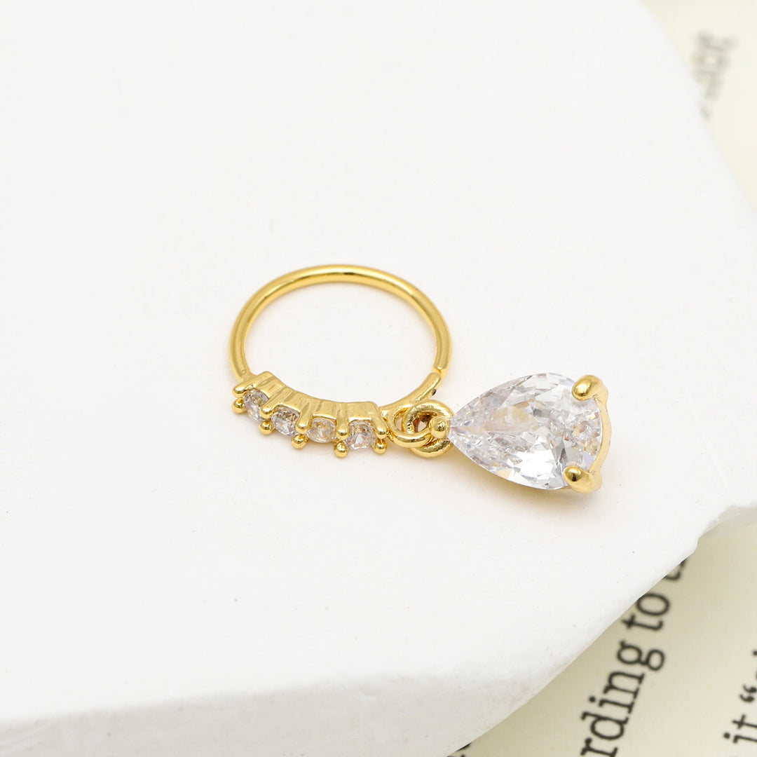 Minimalist Cubic Zirconia Turquoise Drop Rings