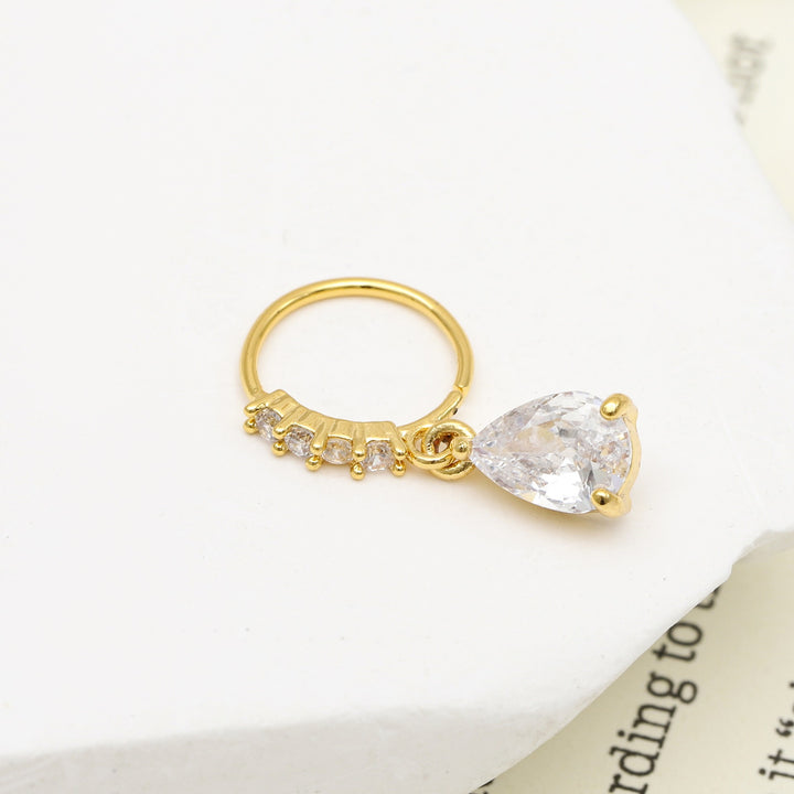 Minimalist Cubic Zirconia Turquoise Drop Rings