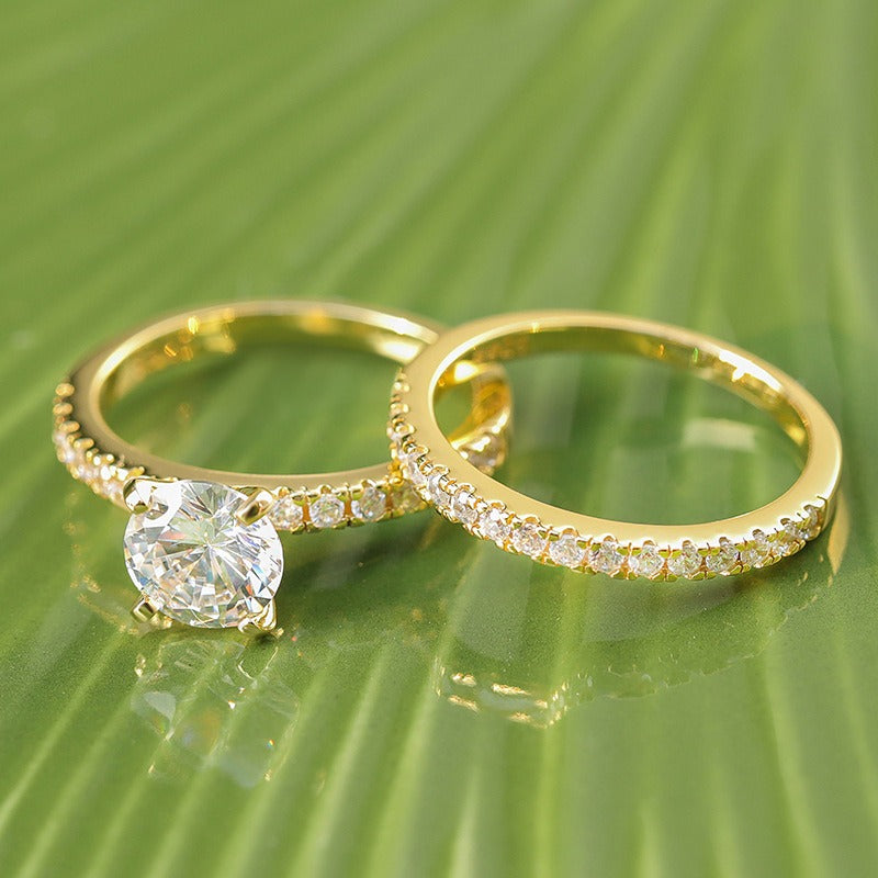 Dainty S925 Silver 2-Piece Bridal Ring Set