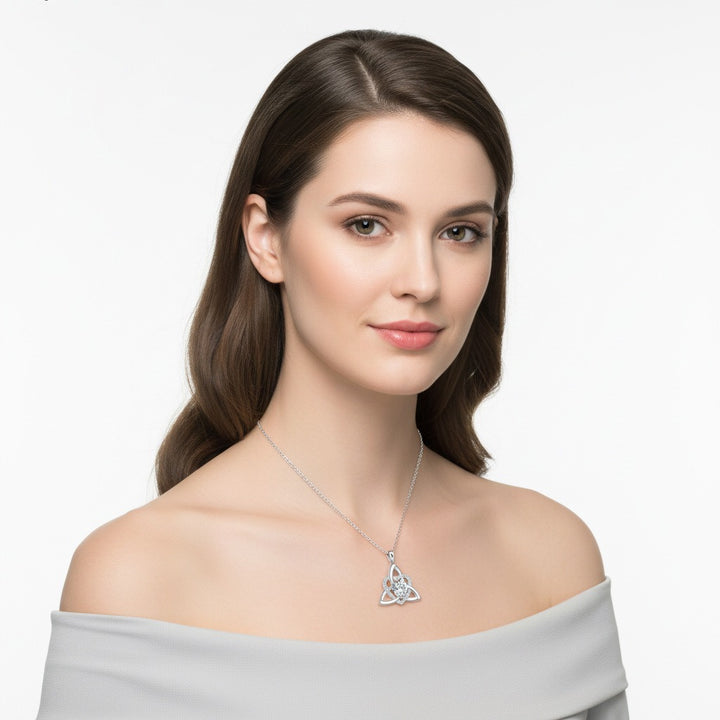 Eternal Bond S925 Sterling Silver Celtic Triquetra Birthstone Necklace