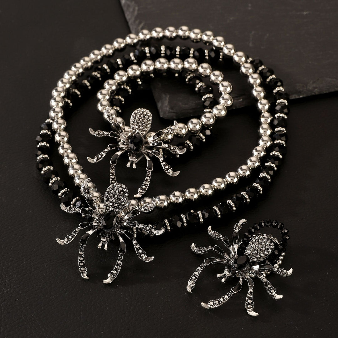 Halloween Dark Queen · Gothic Pavé Spider Beaded Jewelry Set